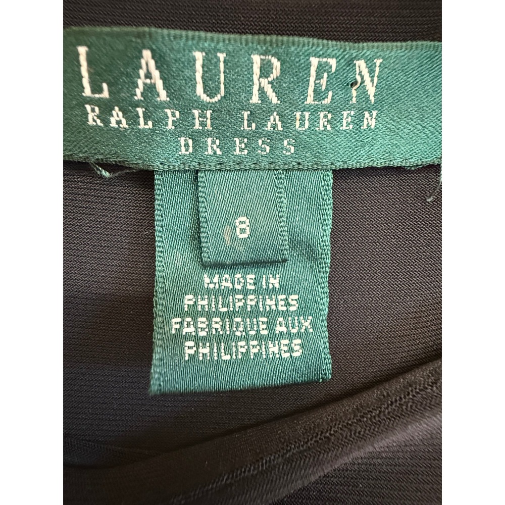 Lauren Ralph Lauren Black Sleeveless Maxi Dress Side Gathered Pleated Size 8 - Picture 2 of 8